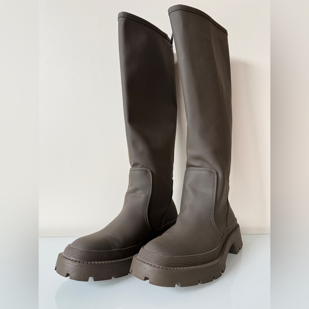 Women's Round Toe Knee Rain Boots